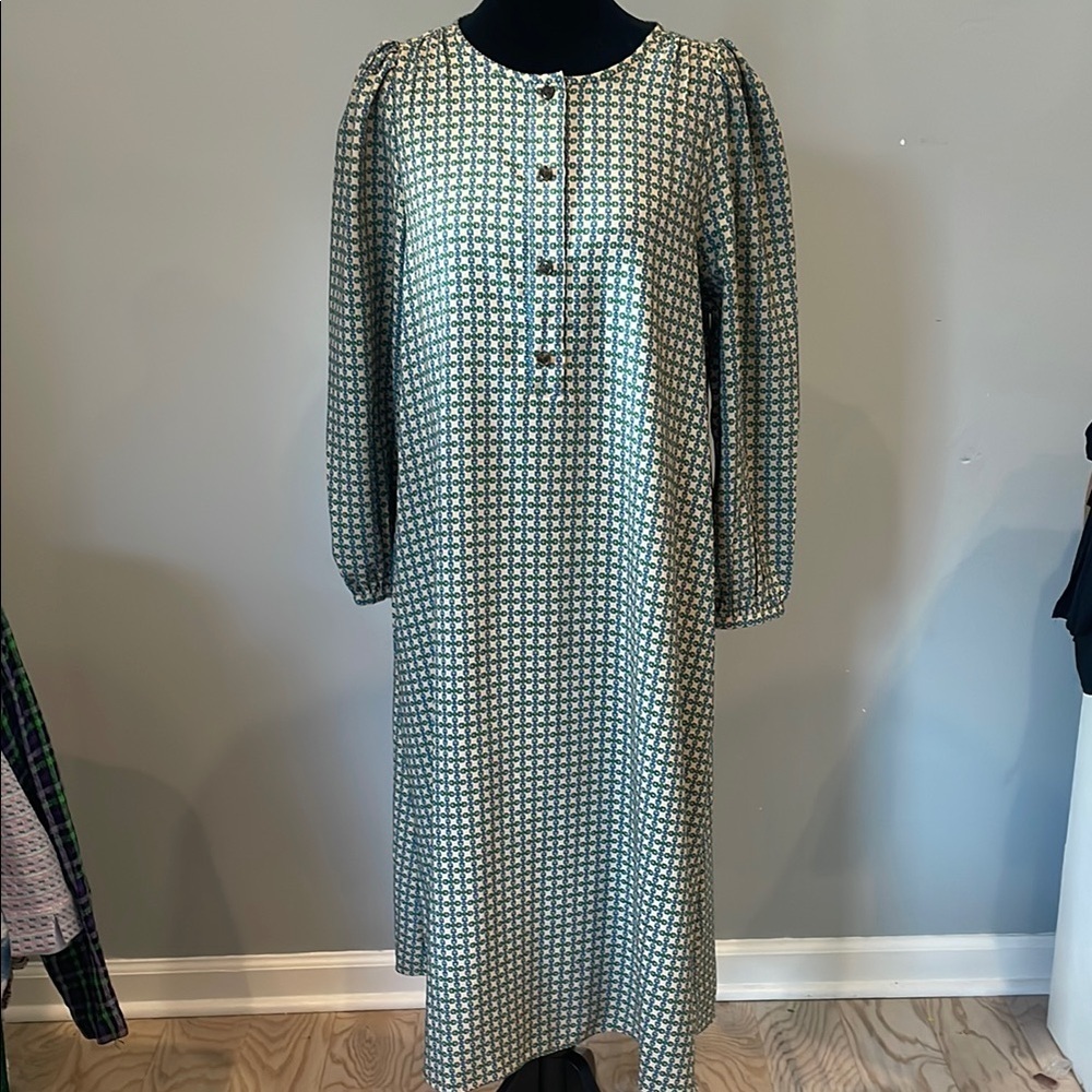 Elegant Green Patterned Dress Ann Taylor like new